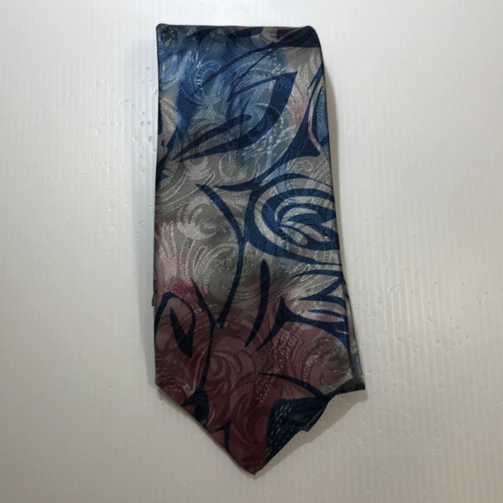 Manhattan Vintage Blue Multicolor Wide Classic Mens Necktie 47”
